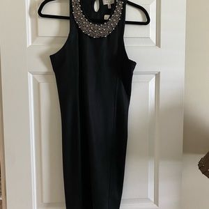 NWT Zara black dress body con with silver beaded neckline s-m